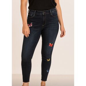 Articles of Society Sarah Skinny Jeans Women’s 28 Blue Butterfly Raw Hem Stretch